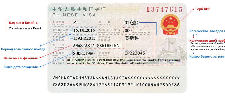 Шаги для получения визы в Китай