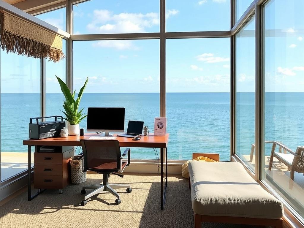     "Nómada digital: oficina con vista al mar". Los mejores destinos para nómadas digitales con oficina al mar