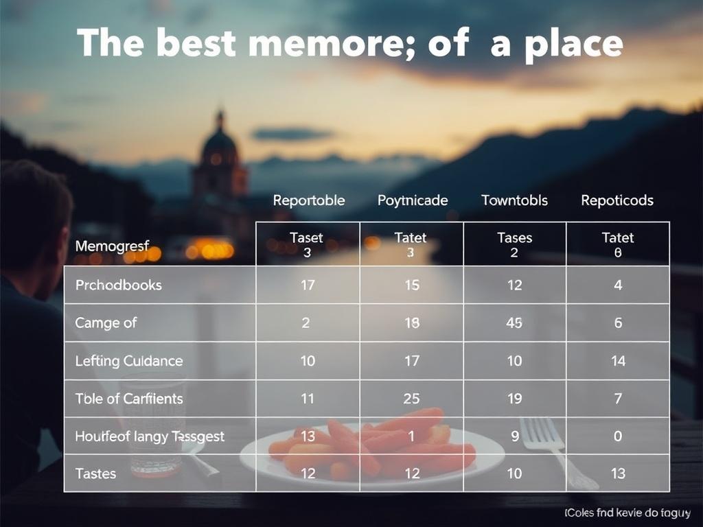     "El mejor recuerdo: el sabor de un lugar". Tabla comparativa: Impacto de diferentes sentidos en el recuerdo de un viaje