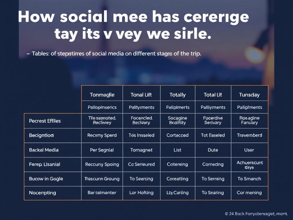 How social media has changed the way we travel.. Tabla: efectos de las redes sociales sobre distintas fases del viaje