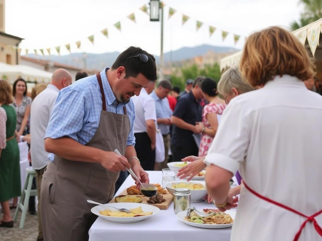 La auténtica experiencia de una fiesta de pueblo en España.. Gastronomía: sabores que unen mesa y memoria