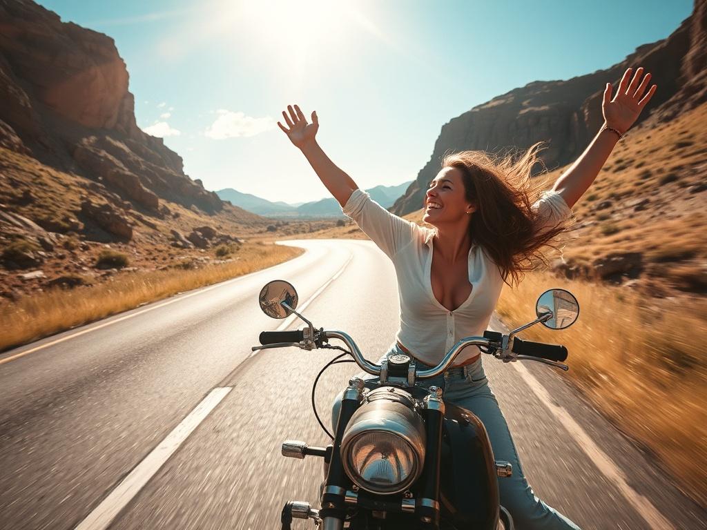 A moment of pure joy and freedom on the road.. Cómo recrear ese momento: consejos prácticos