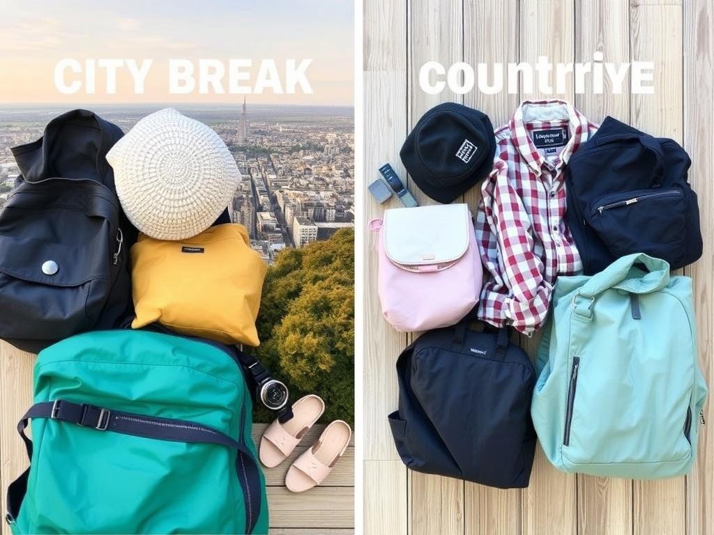 City break vs. countryside retreat.. Empaque y preparación: lista esencial