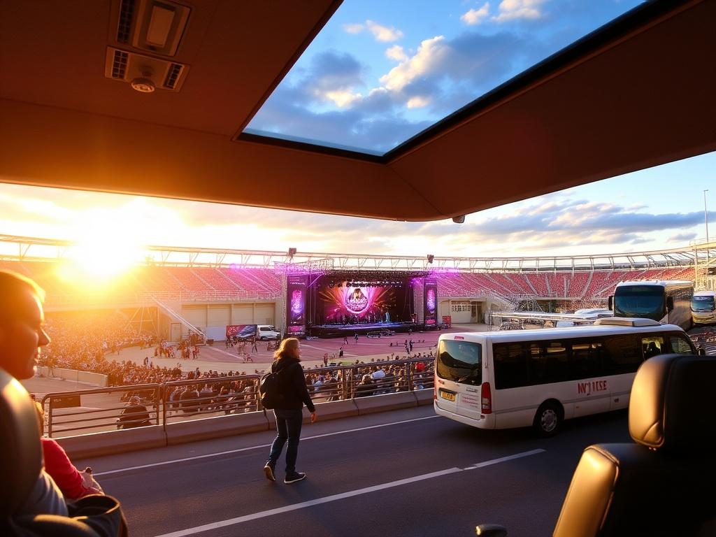 Ein Konzert oder Festival im Ausland besuchen.. Transporte local: del aeropuerto al estadio