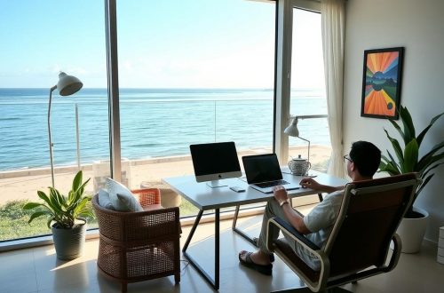 Nómada digital: oficina con vista al mar