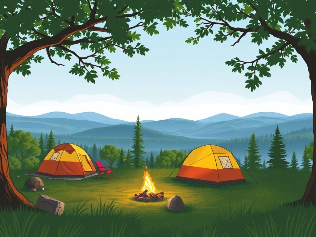 Campingurlaub: Zurück zur Natur — Volver al latido tranquilo del bosque y la orilla