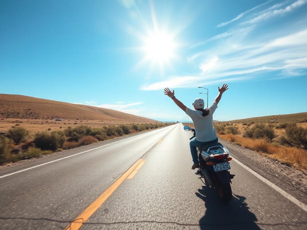 Un momento de pura alegría y libertad en la carretera: cuando todo encaja